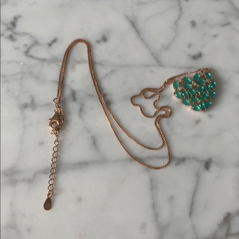 Emerald and Rose gold necklace